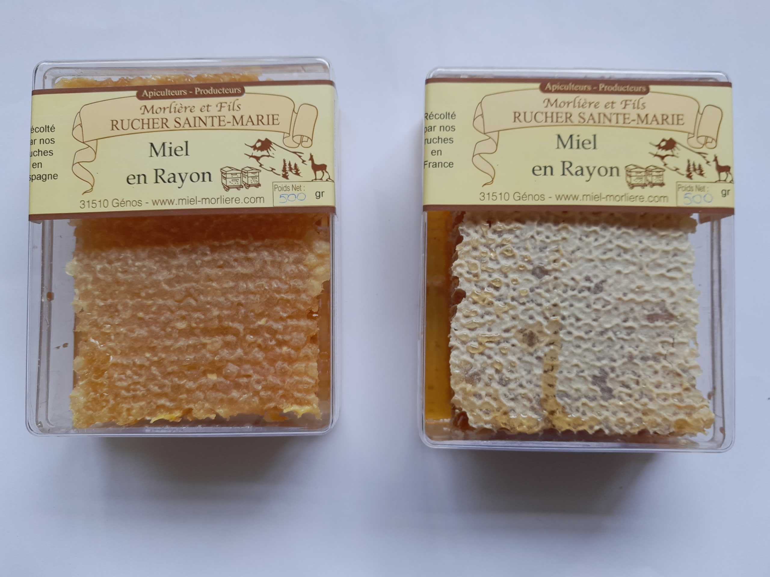 Miel en rayon la boite de 500 g. - Les Ruchers Sainte Marie