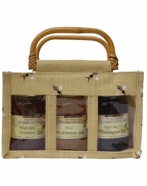 Panier 3 pots de miel 500g