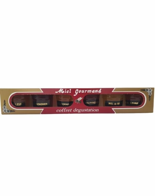 Coffret de 6 pots de miel de 50g en carton